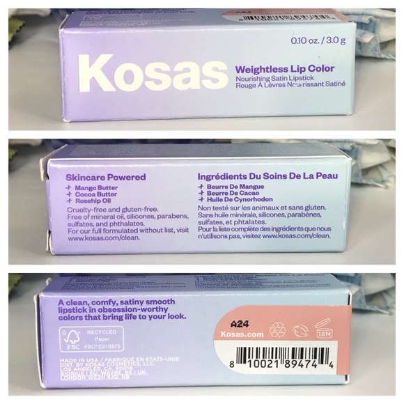 KOSAS Weightless Lip Color Nourishing Satin Lipstick in Fantasy Life PINK *BNIB - Picture 15 of 16